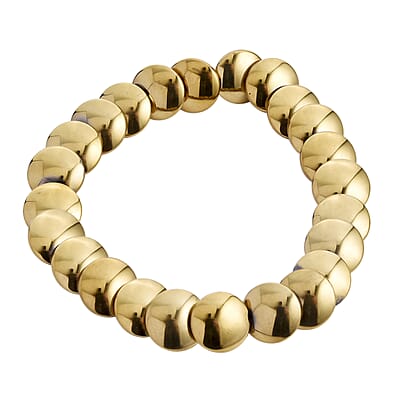 2 Piece Set Yellow Gold Plated Hematite 557.00 ctw Bracelet (7-7.5In) and Necklace 21-23 Inches in Goldtone
