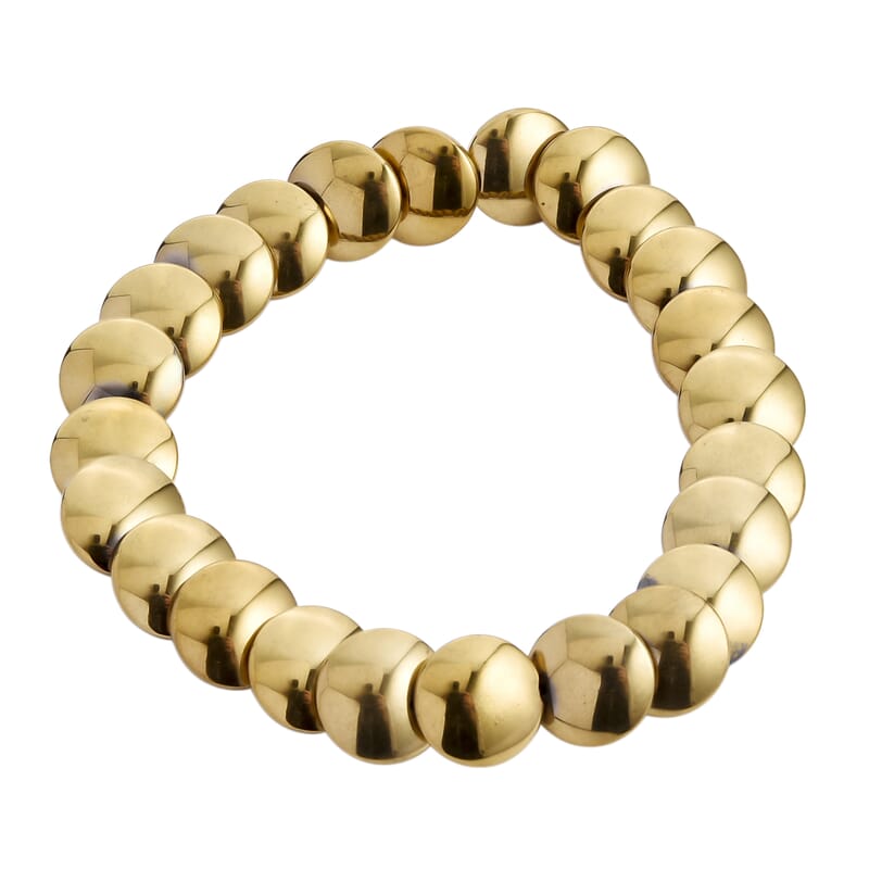 2 Piece Set Yellow Gold Plated Hematite 557.00 ctw Bracelet (7-7.5In) and Necklace 21-23 Inches in Goldtone