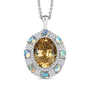 Doorbuster D'Joy Brazilian Citrine and Multi Gemstone 11.15 ctw Sky Night Pendant Necklace in Rhodium Over Sterling Silver 20 Inches