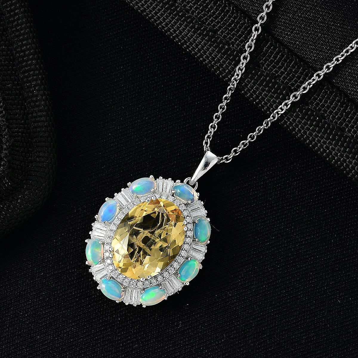 Doorbuster D'Joy Brazilian Citrine and Multi Gemstone 11.15 ctw Sky Night Pendant Necklace in Rhodium Over Sterling Silver 20 Inches image number 1