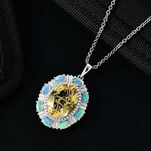 Doorbuster D'Joy Brazilian Citrine and Multi Gemstone 11.15 ctw Sky Night Pendant Necklace in Rhodium Over Sterling Silver 20 Inches