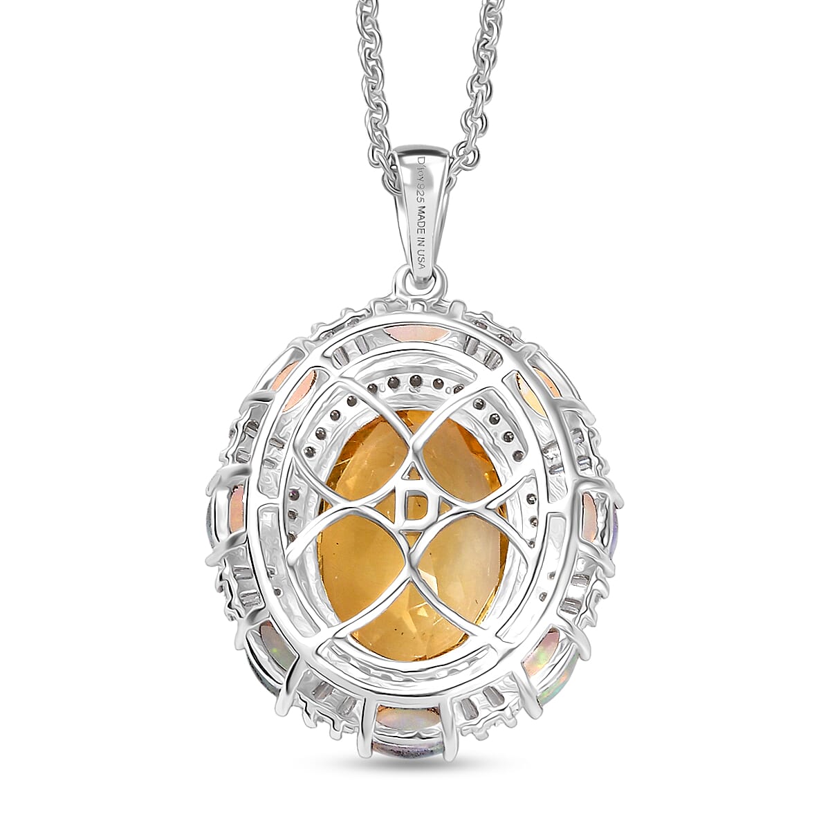 Doorbuster D'Joy Brazilian Citrine and Multi Gemstone 11.15 ctw Sky Night Pendant Necklace in Rhodium Over Sterling Silver 20 Inches image number 4