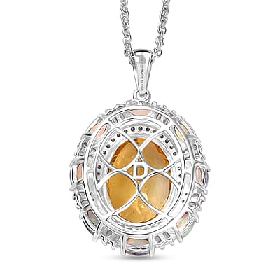  D'Joy Brazilian Citrine and Multi Gemstone 11.15 ctw Sky Night Pendant Necklace in Rhodium Over Sterling Silver 20 Inches