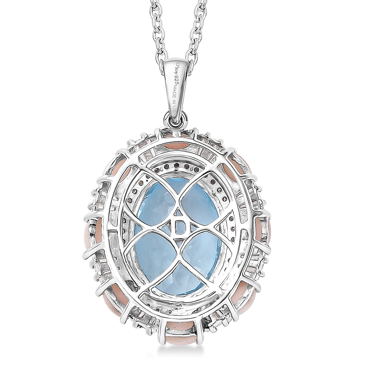  D'Joy Sky Blue Topaz and Multi Gemstone 13.15 ctw Sky Night Pendant Necklace in Rhodium Over Sterling Silver 20 Inches
