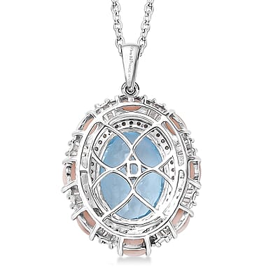  D'Joy Sky Blue Topaz and Multi Gemstone 13.15 ctw Sky Night Pendant Necklace in Rhodium Over Sterling Silver 20 Inches