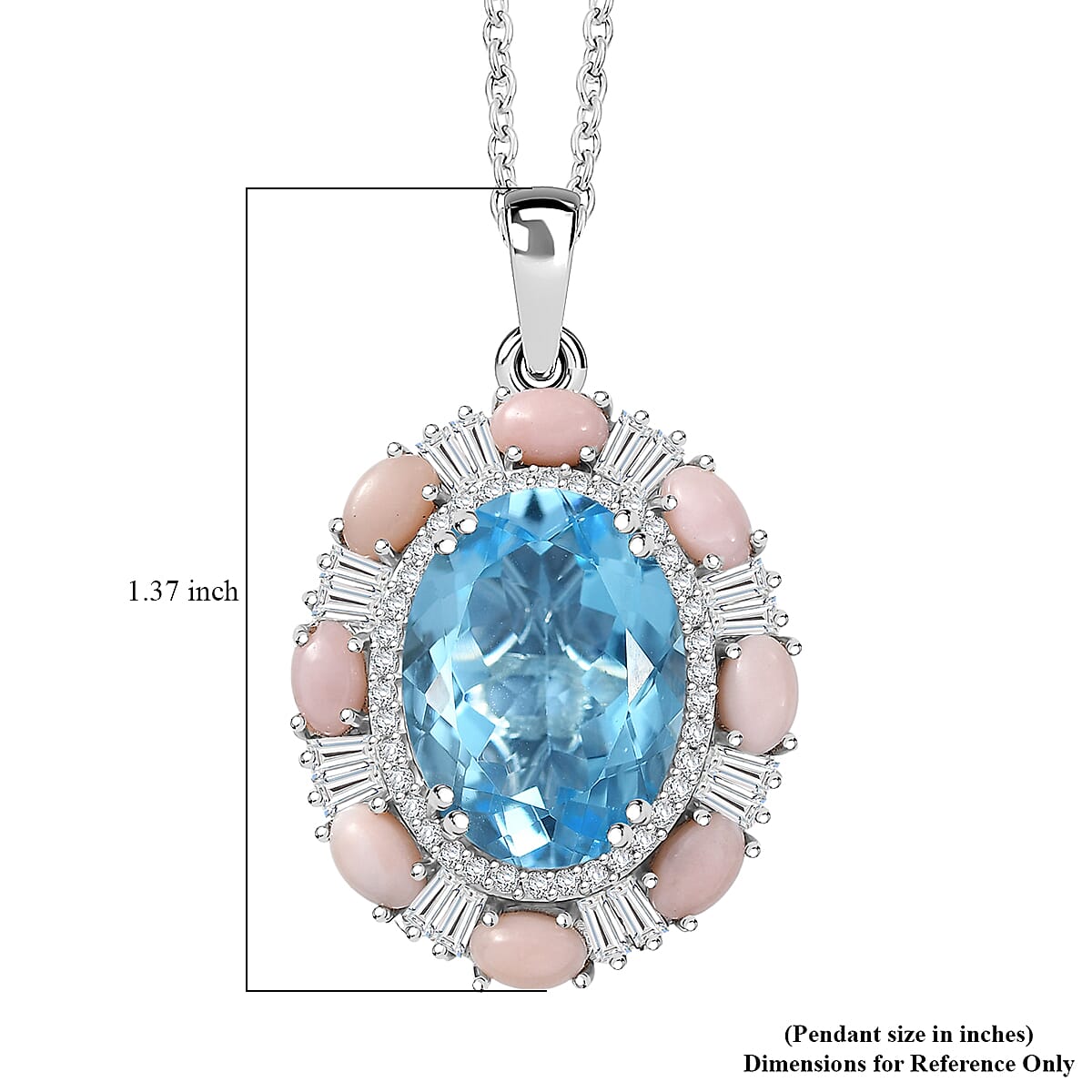  D'Joy Sky Blue Topaz and Multi Gemstone 13.15 ctw Sky Night Pendant Necklace in Rhodium Over Sterling Silver 20 Inches