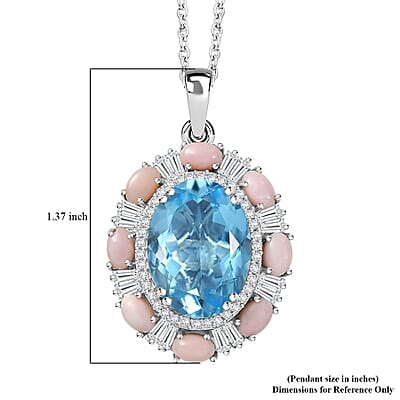  D'Joy Sky Blue Topaz and Multi Gemstone 13.15 ctw Sky Night Pendant Necklace in Rhodium Over Sterling Silver 20 Inches