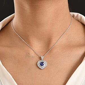 Luxoro AAA Tanzanite, Diamond Heart Pendant Necklace in 10K White Gold 2.70 ctw (20 Inches)