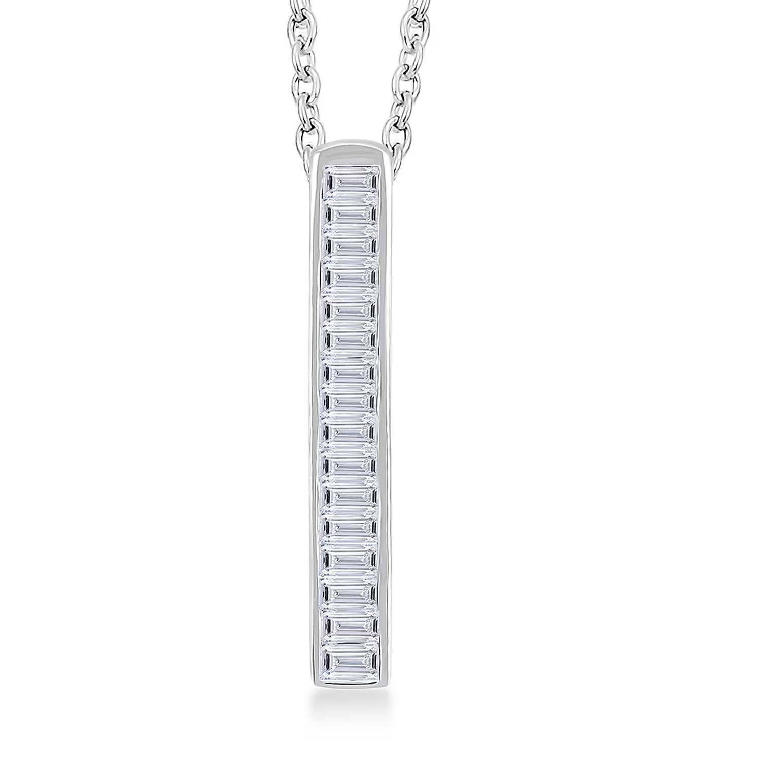 Luxuriant Lab Grown Diamond G-H VS 0.75 ctw Axis of Light Pendant Necklace in Sterling Silver 18 Inches