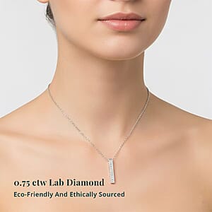 Luxuriant Lab Grown Diamond G-H VS 0.75 ctw Axis of Light Pendant Necklace in Sterling Silver 18 Inches