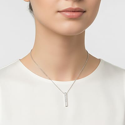 Luxuriant Lab Grown Diamond G-H VS 0.75 ctw Axis of Light Pendant Necklace in Sterling Silver 18 Inches