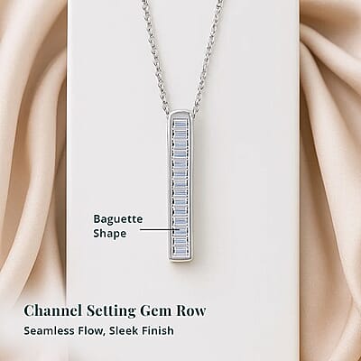 Luxuriant Lab Grown Diamond G-H VS 0.75 ctw Axis of Light Pendant Necklace in Sterling Silver 18 Inches