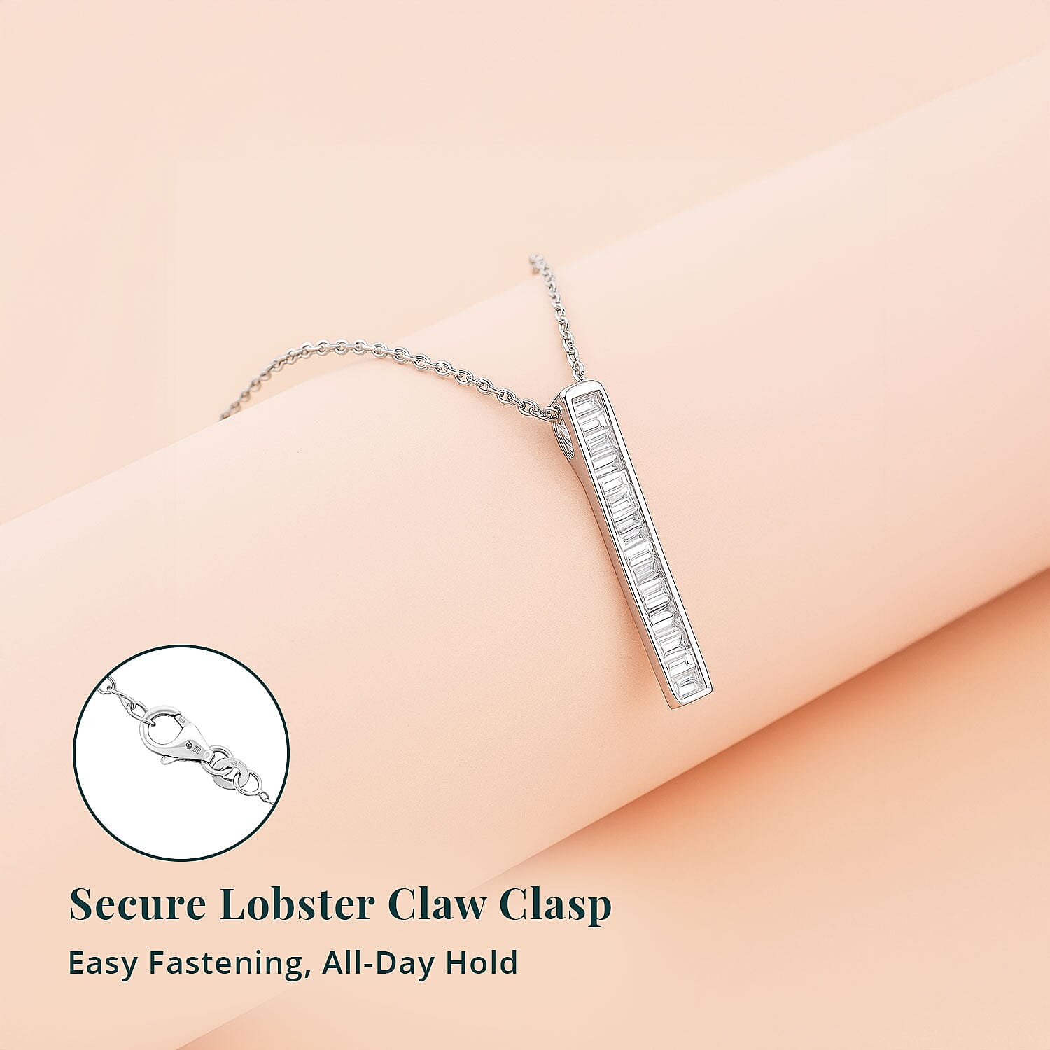 Luxuriant Lab Grown Diamond G-H VS 0.75 ctw Axis of Light Pendant Necklace in Sterling Silver 18 Inches