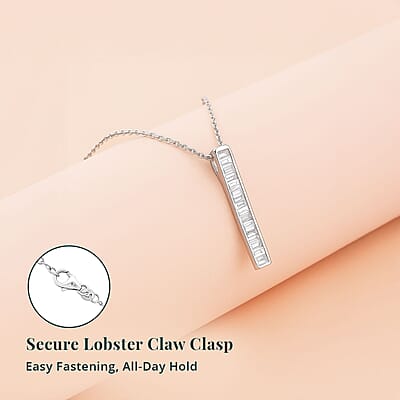 Luxuriant Lab Grown Diamond G-H VS 0.75 ctw Axis of Light Pendant Necklace in Sterling Silver 18 Inches