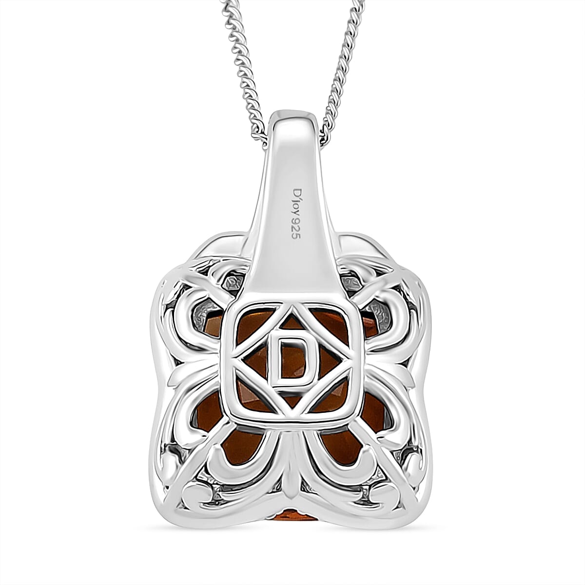  D'Joy AAA Santa Ana Madeira Citrine and Moissanite 5.35 ctw Poinsettia flower Pendant Necklace in Rhodium Over Sterling Silver 18 Inches