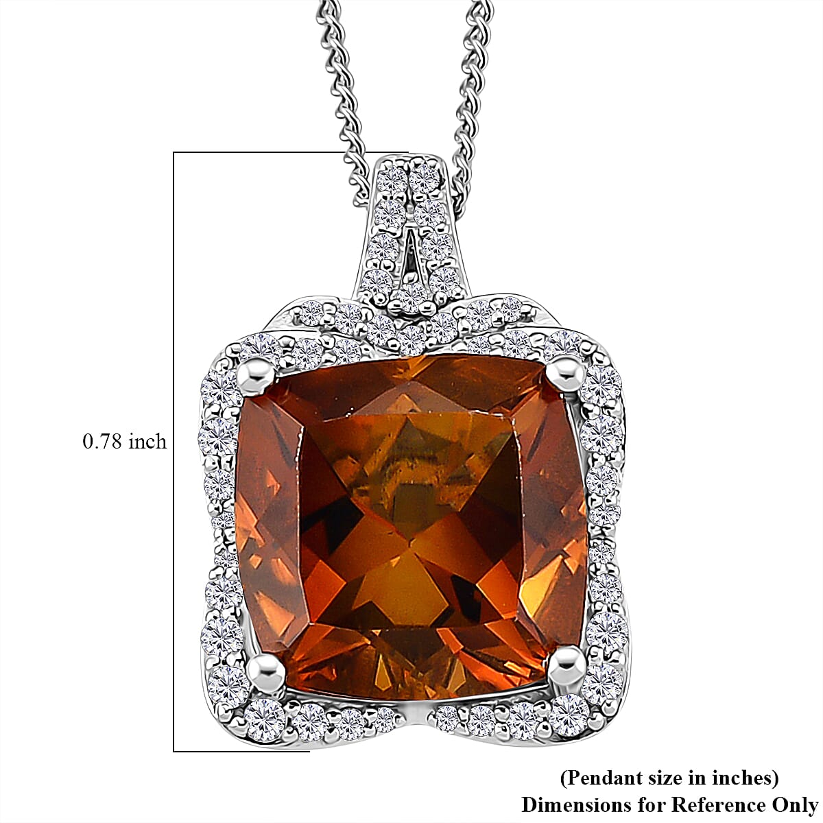 Doorbuster D'Joy AAA Santa Ana Madeira Citrine and Moissanite 5.35 ctw Poinsettia flower Pendant Necklace in Rhodium Over Sterling Silver 18 Inches (Del. in 10-12 Days) image number 6