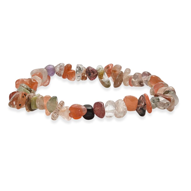 Set of 6 Multi Gemstone 491.90 ctw Chips Stretch Bracelet
