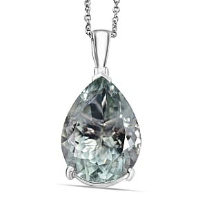 Doorbuster EverTrue Montezuma Prasiolite 27.00 ctw Drop Pendant in Platinum Bond with Stainless Steel Necklace 20 Inches