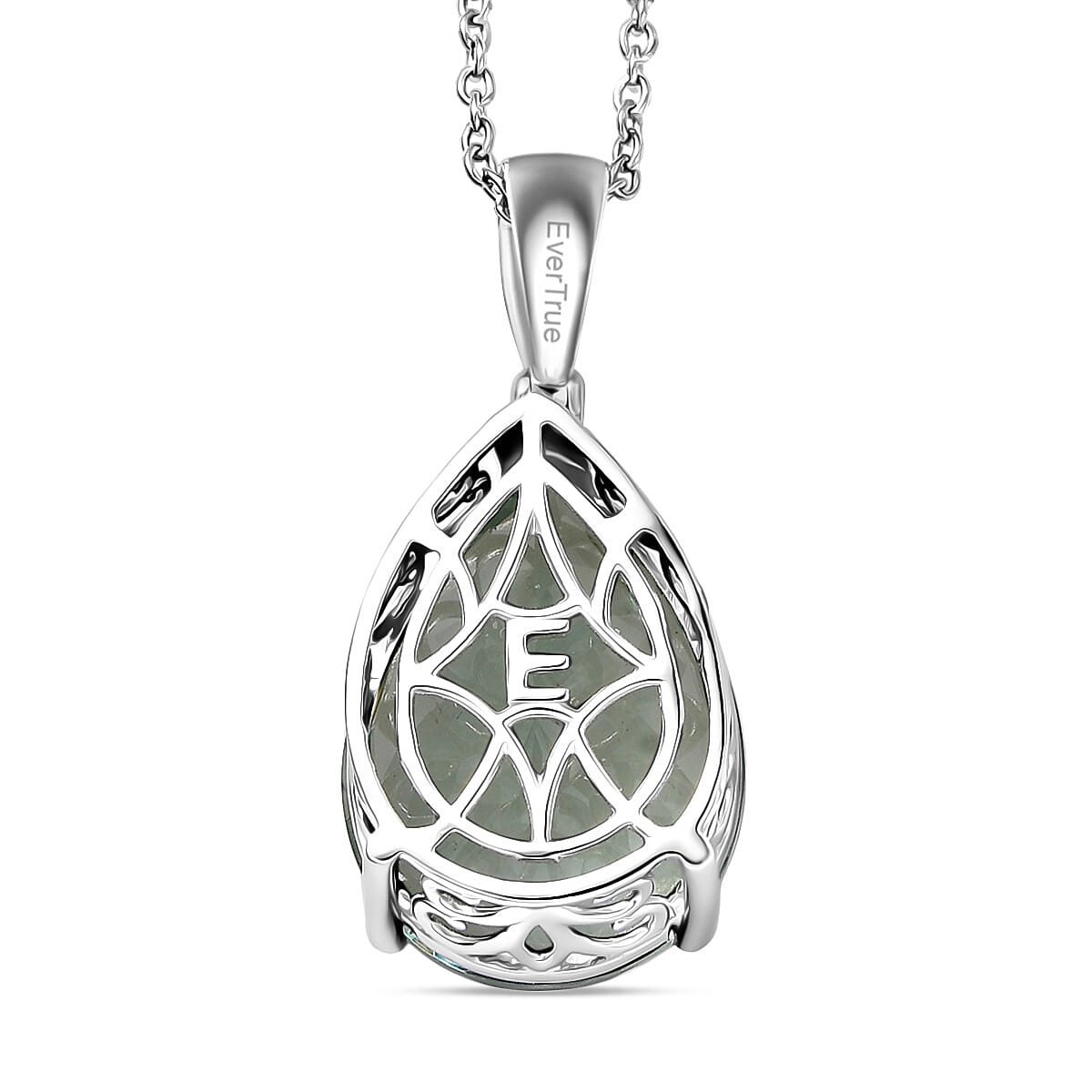 Doorbuster EverTrue Montezuma Prasiolite 27.00 ctw Drop Pendant in Platinum Bond with Stainless Steel Necklace 20 Inches image number 4