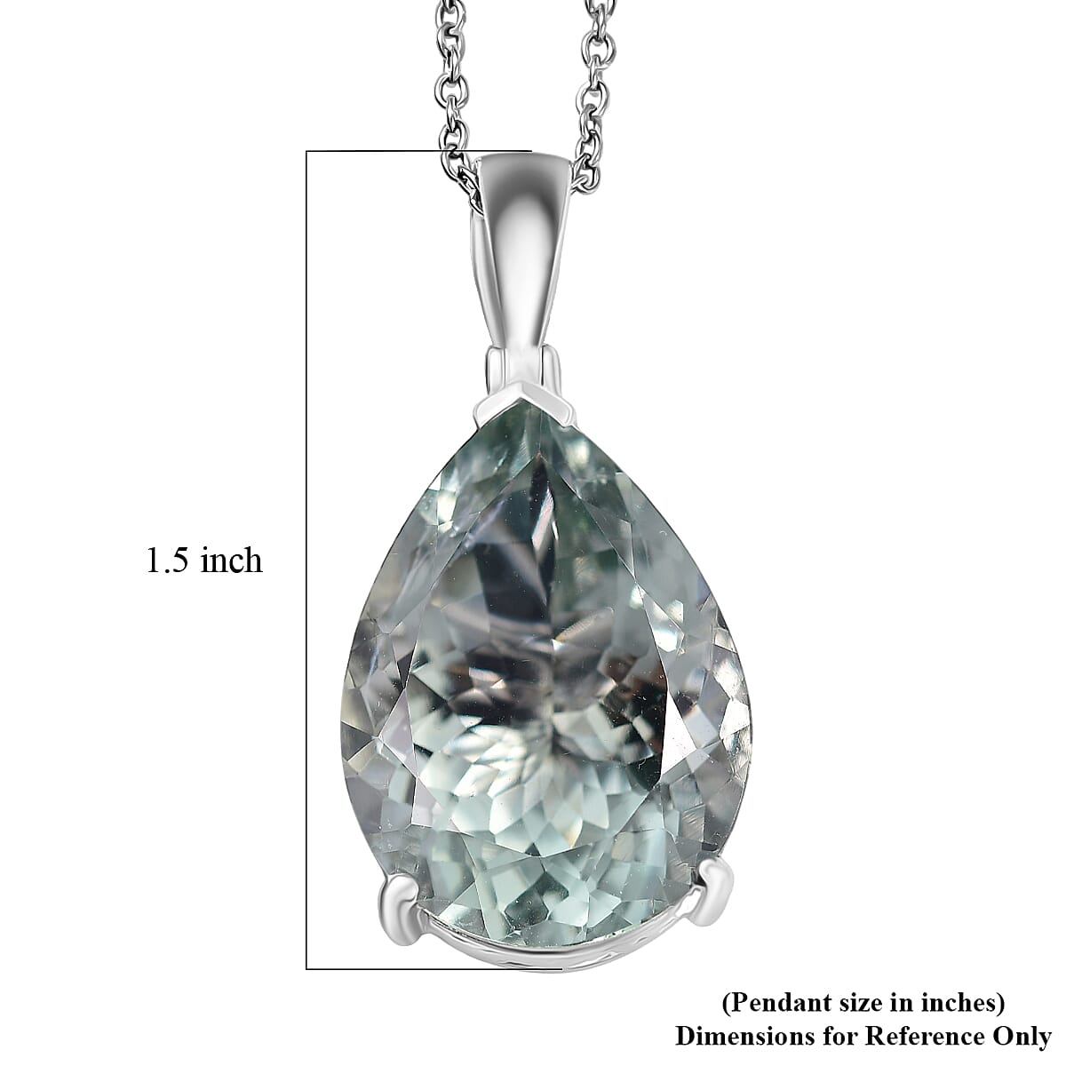Doorbuster EverTrue Montezuma Prasiolite 27.00 ctw Drop Pendant in Platinum Bond with Stainless Steel Necklace 20 Inches image number 5