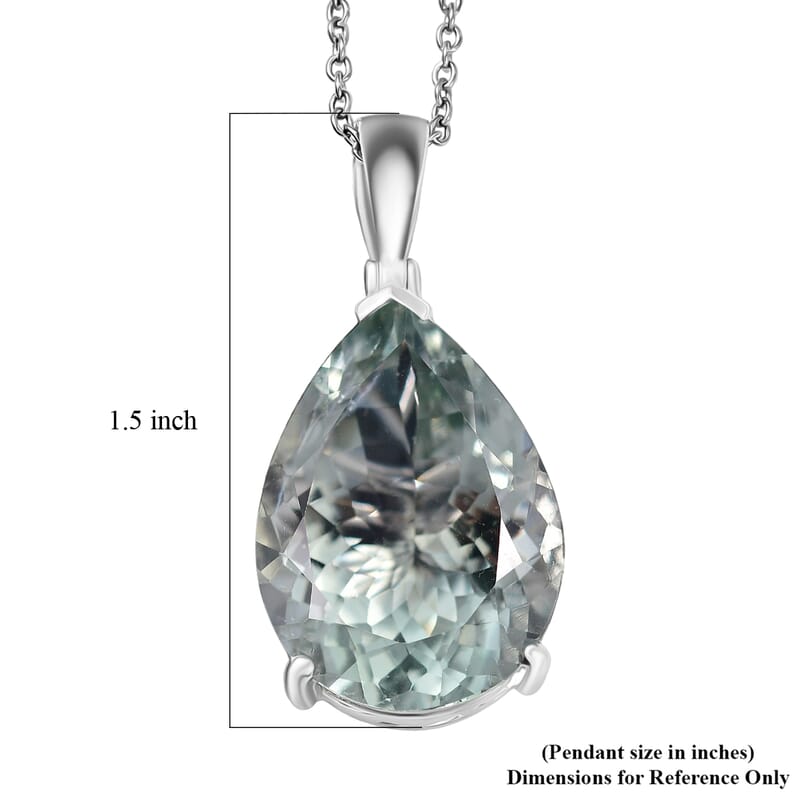 EverTrue Montezuma Prasiolite Drop Pendant in Platinum Bond with Stainless Steel Necklace 27.00 ctw (20 Inches)