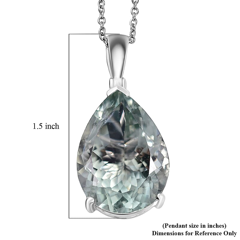 EverTrue Montezuma Prasiolite Drop Pendant in Platinum Bond with Stainless Steel Necklace 27.00 ctw (20 Inches)