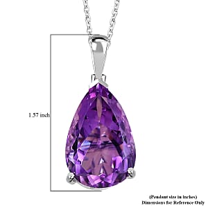 EverTrue African Amethyst Drop Pendant in Platinum Bond with Stainless Steel Necklace 26.85 ctw (20 Inches)