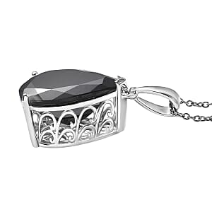 EverTrue Thai Black Spinel Drop Pendant in Platinum Bond with Stainless Steel Necklace 25.30 ctw (20 Inches)