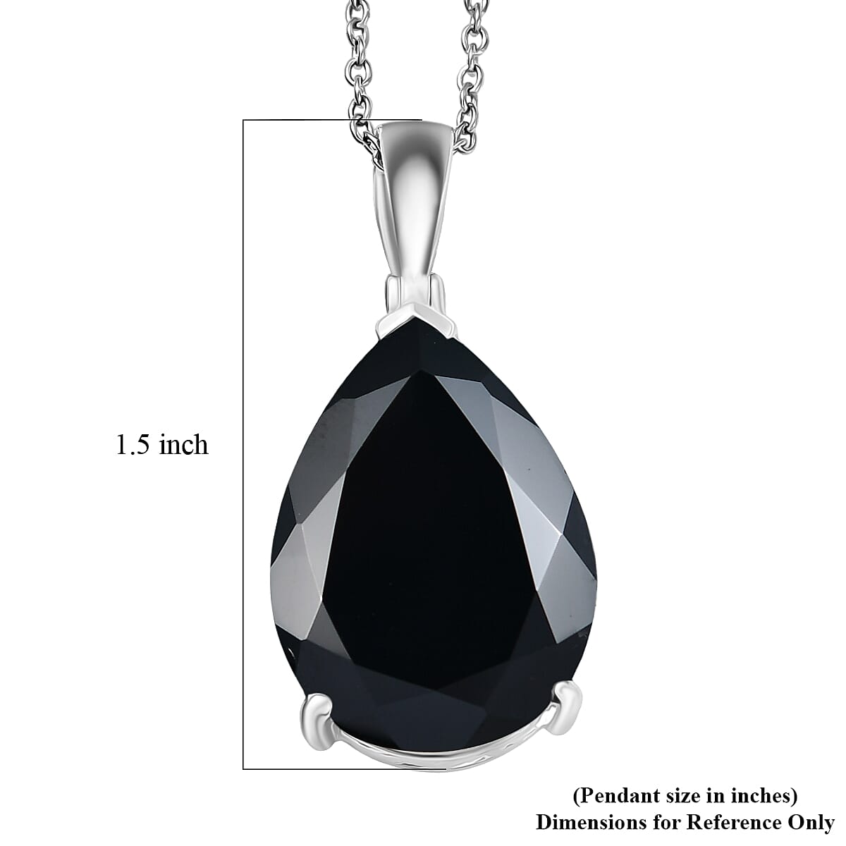 Doorbuster EverTrue Thai Black Spinel 25.30 ctw Drop Pendant in Platinum Bond with Stainless Steel Necklace 20 Inches image number 5
