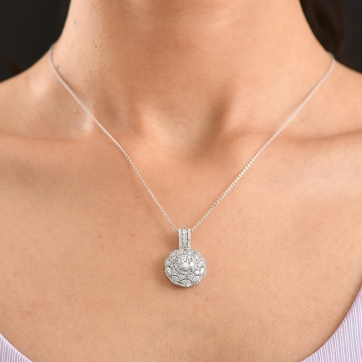 Luxuriant Lab Grown Diamond G-H SI 2.50 ctw Blossom Glow Pendant Necklace in Rhodium Over Sterling Silver 20 Inches image number 2