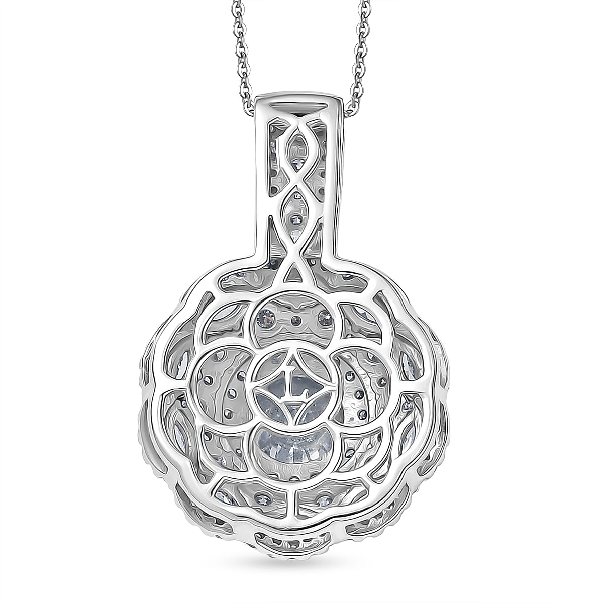 Luxuriant Lab Grown Diamond G-H SI 2.50 ctw Blossom Glow Pendant Necklace in Rhodium Over Sterling Silver 20 Inches image number 3