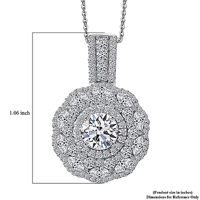 Luxuriant Lab Grown Diamond G-H SI 2.50 ctw Blossom Glow Pendant Necklace in Rhodium Over Sterling Silver 20 Inches