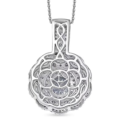 Luxuriant Lab Grown Diamond G-H SI 2.50 ctw Blossom Glow Pendant Necklace in Rhodium Over Sterling Silver 20 Inches