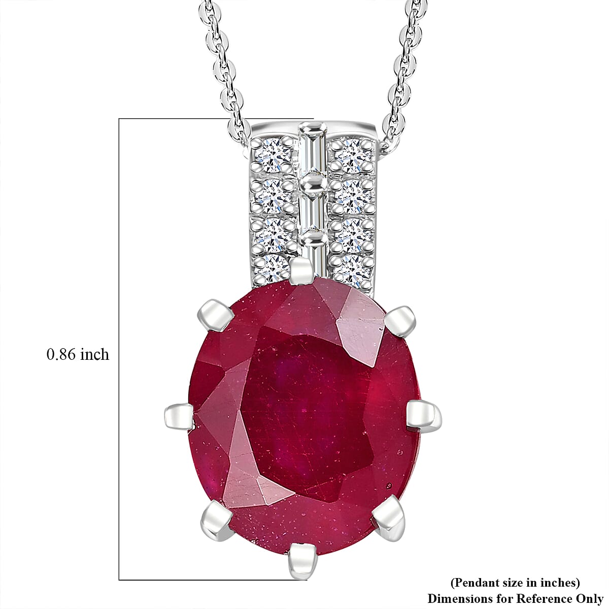 D'Joy Niassa Ruby (FF), Moissanite Pendant Necklace (20 Inches) in Rhodium Over Sterling Silver 8.00 ctw image number 5