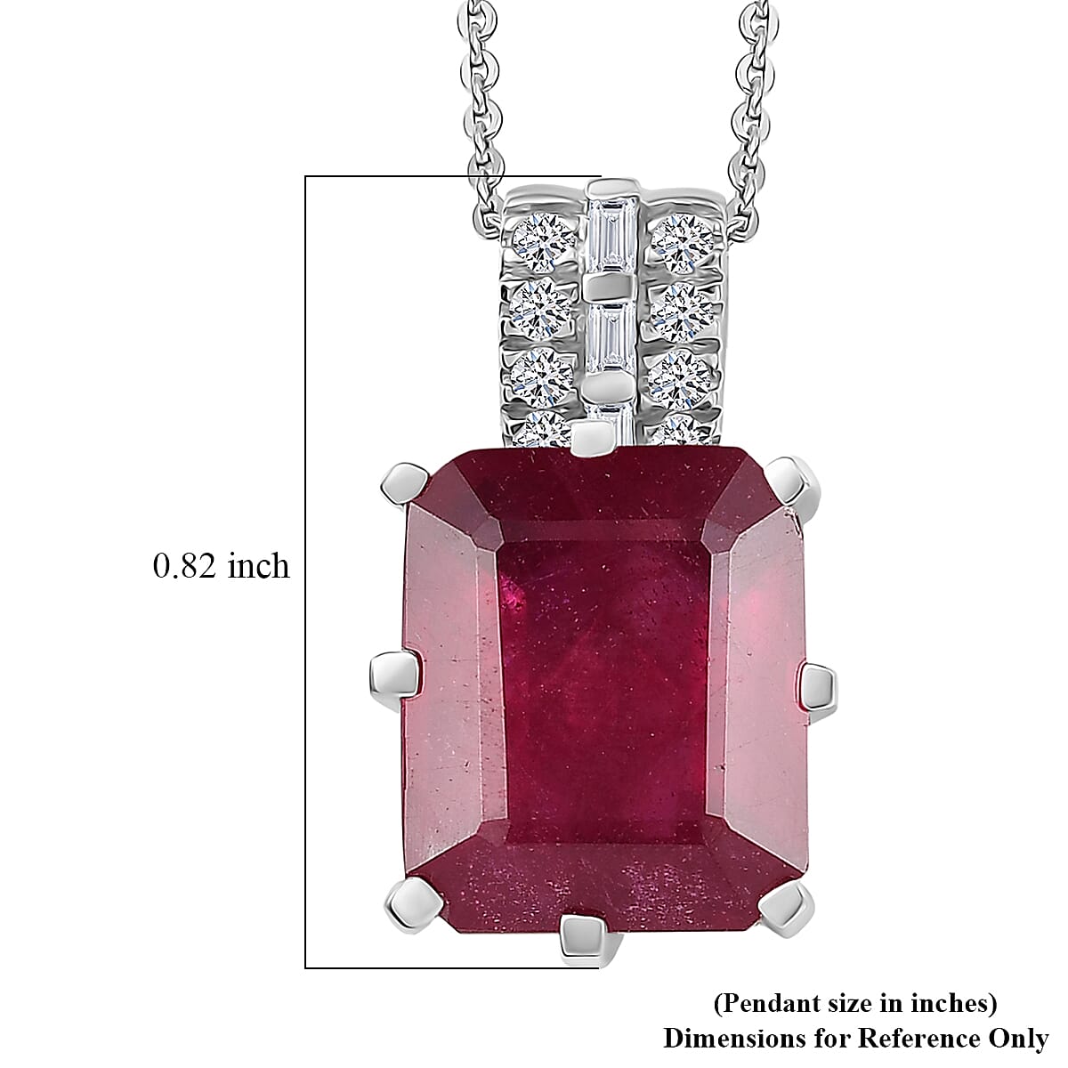 D'Joy Niassa Ruby (FF) and Moissanite 8.50 ctw Crown Pendant Necklace in Rhodium Over Sterling Silver 20 Inches  image number 5