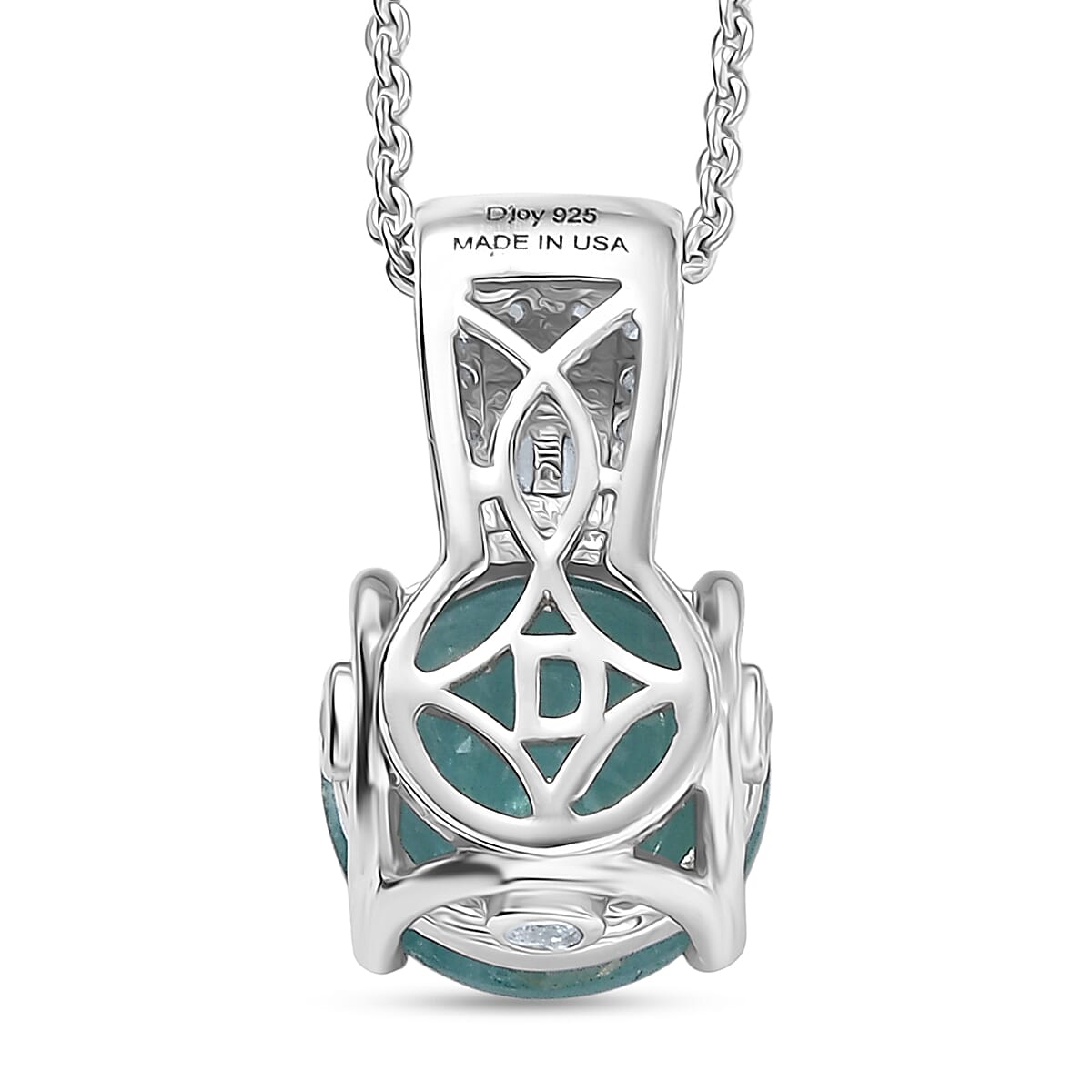 D'Joy Premium Grandidierite and White Zircon 3.00 ctw Architectural Serenity Pendant Necklace in Rhodium Over Sterling Silver 20 Inches (Del. in 7-10 Days) image number 4