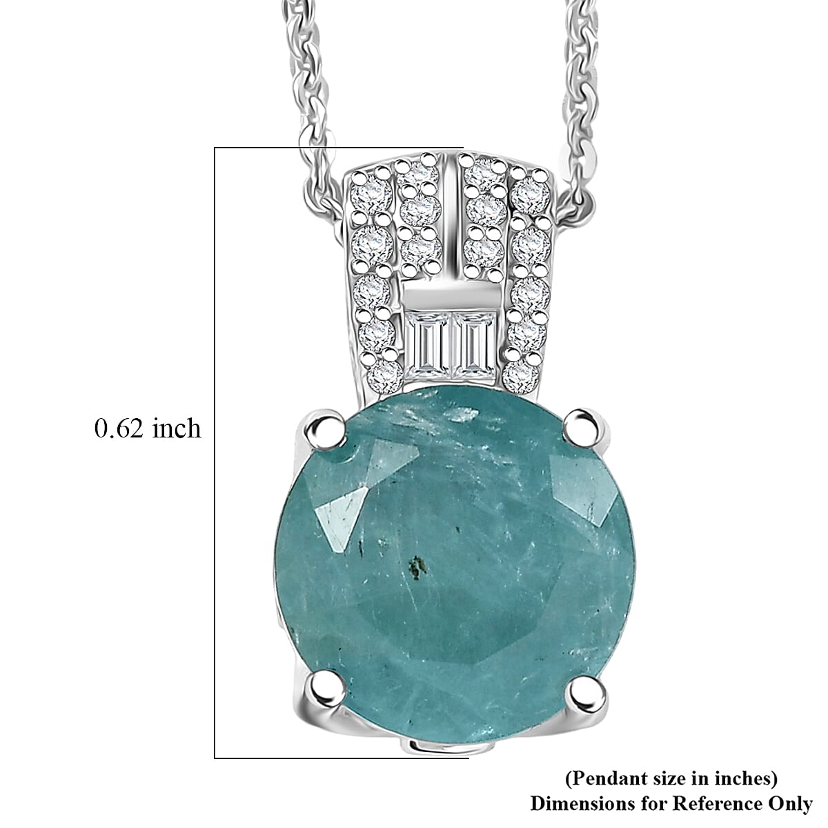 D'Joy Premium Grandidierite and White Zircon 3.00 ctw Architectural Serenity Pendant Necklace in Rhodium Over Sterling Silver 20 Inches (Del. in 7-10 Days) image number 6