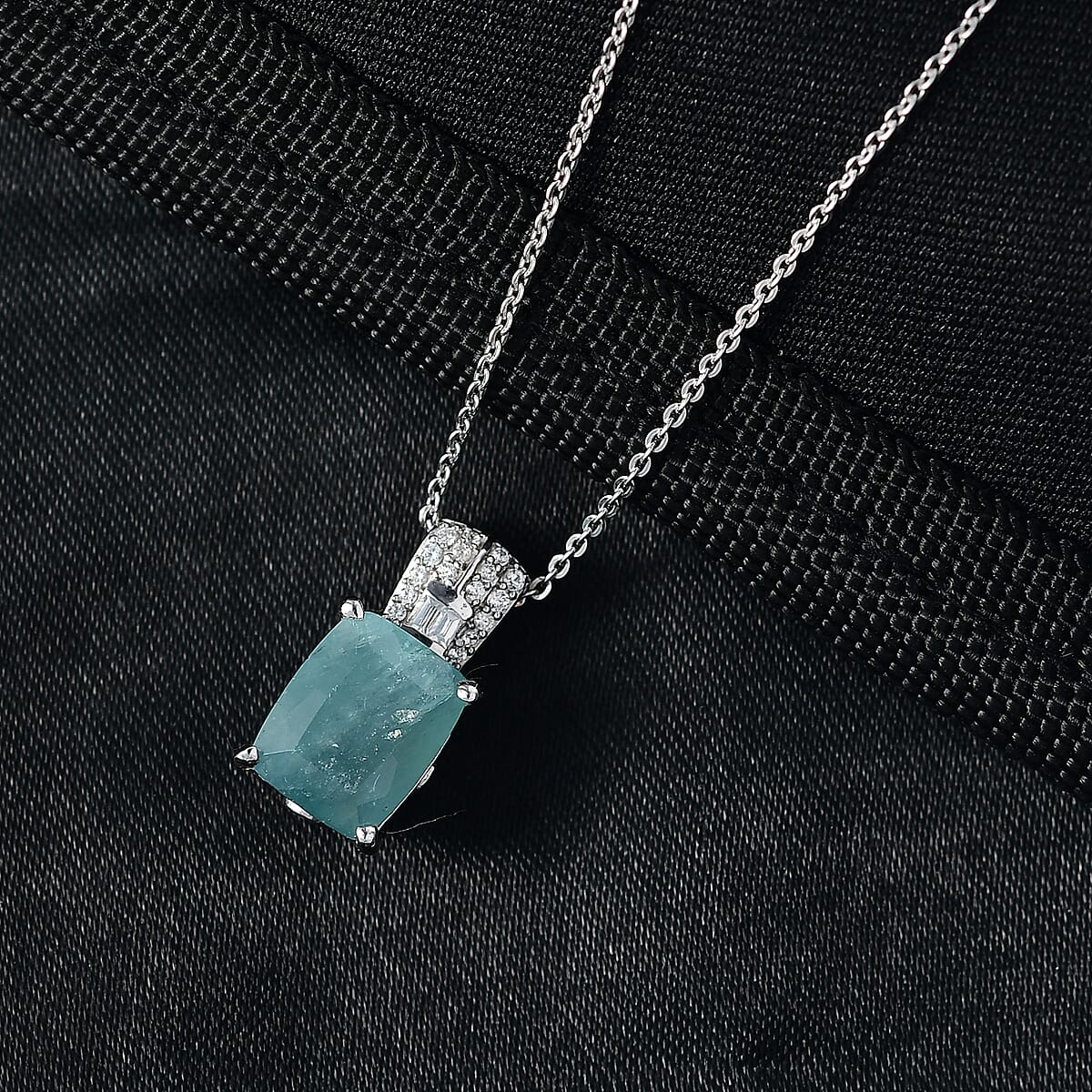 D'Joy Premium Grandidierite and White Zircon 3.40 ctw Pendant Necklace in Rhodium Over Sterling Silver 20 Inches (Del. in 7-10 Days) image number 1