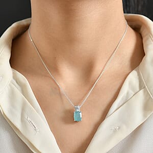 D'Joy Grandidierite, White Zircon Pendant Necklace in Rhodium Over Sterling Silver 3.40 ctw  (20 Inches)