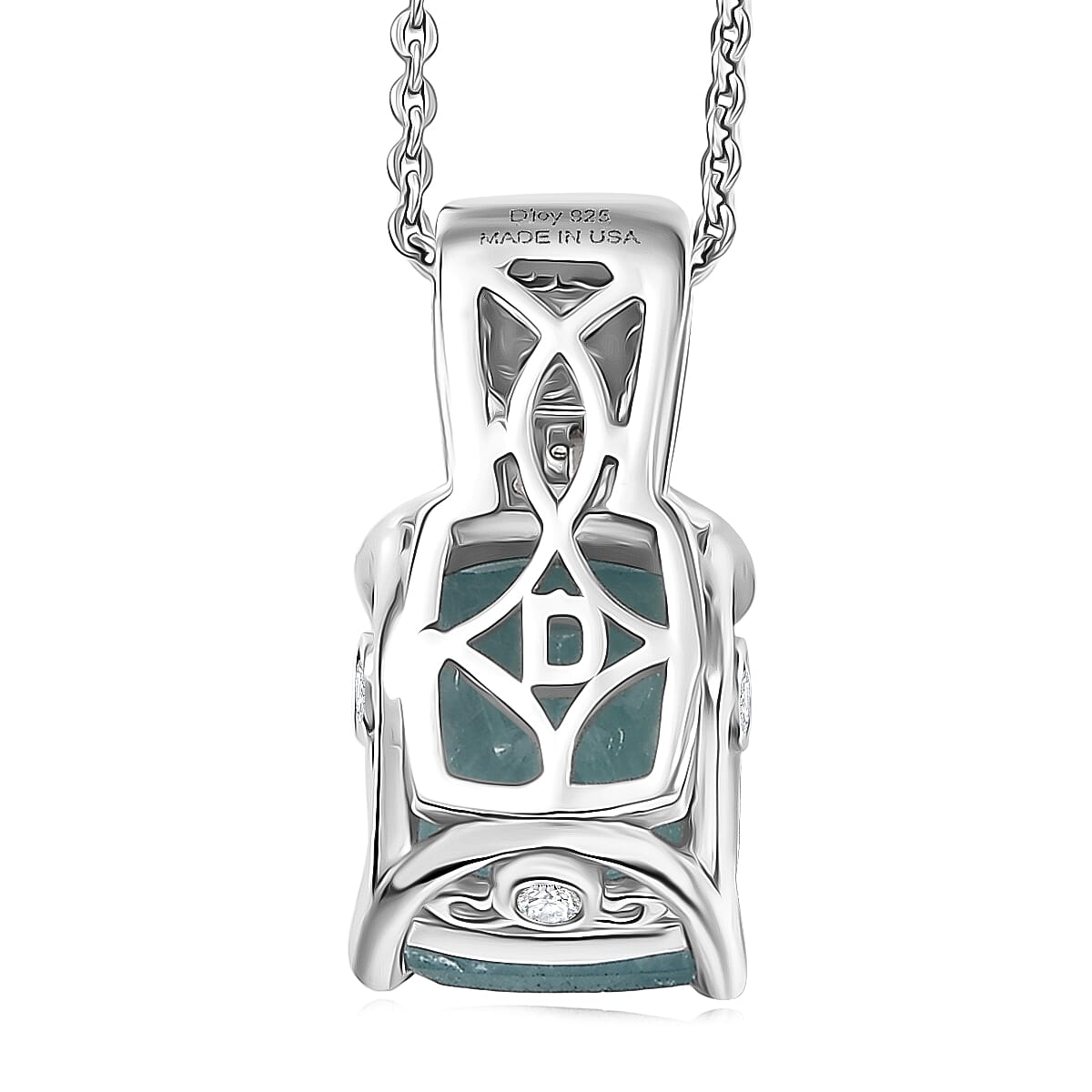 D'Joy Premium Grandidierite and White Zircon 3.40 ctw Pendant Necklace in Rhodium Over Sterling Silver 20 Inches (Del. in 7-10 Days) image number 4