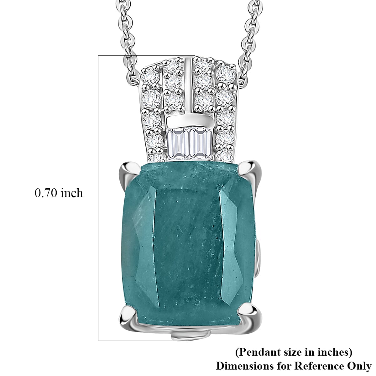 D'Joy Premium Grandidierite and White Zircon 3.40 ctw Pendant Necklace in Rhodium Over Sterling Silver 20 Inches (Del. in 7-10 Days) image number 5