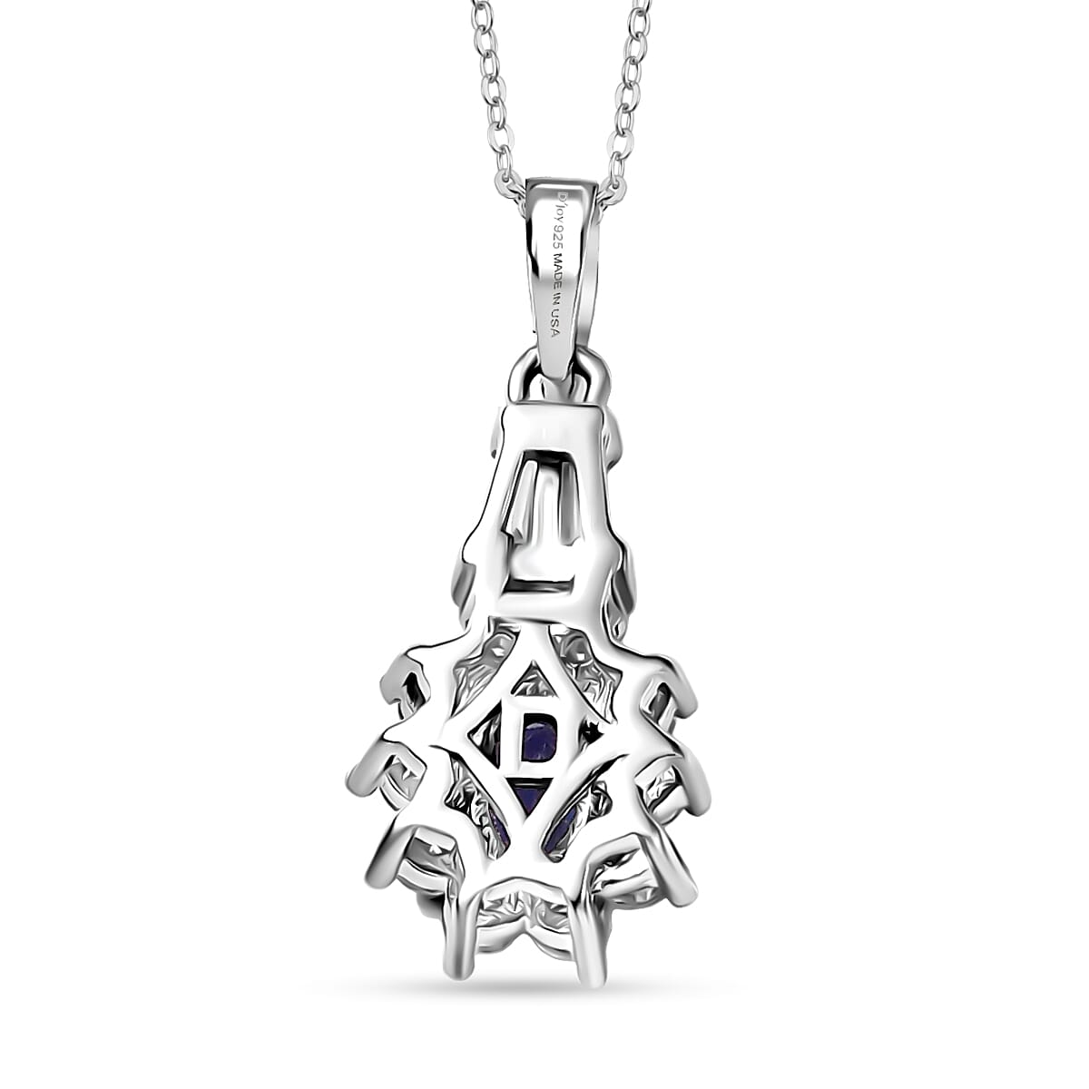 D'Joy AAA Tanzanite and Moissanite 0.60 ctw Twilight Starburst Pendant Necklace in Rhodium Over Sterling Silver 20 Inches image number 4