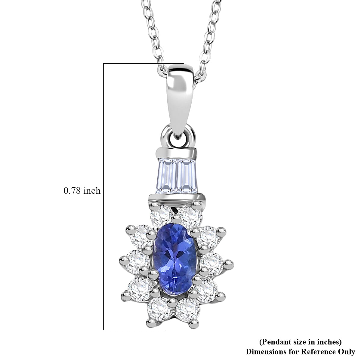 D'Joy AAA Tanzanite and Moissanite 0.60 ctw Twilight Starburst Pendant Necklace in Rhodium Over Sterling Silver 20 Inches image number 5