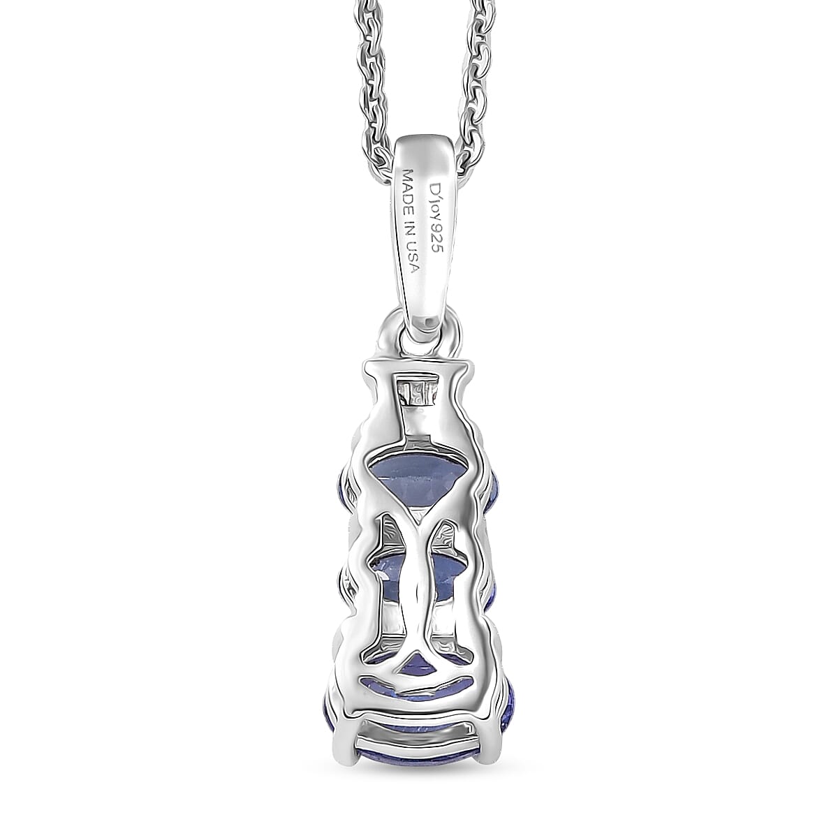 D'Joy Tanzanite and Diamond 0.90 ctw Pendant Necklace in Rhodium Over Sterling Silver 20 Inches image number 4