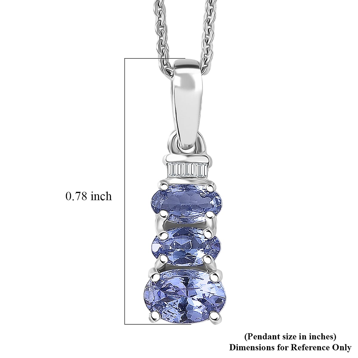 D'Joy Tanzanite and Diamond 0.90 ctw Pendant Necklace in Rhodium Over Sterling Silver 20 Inches image number 6