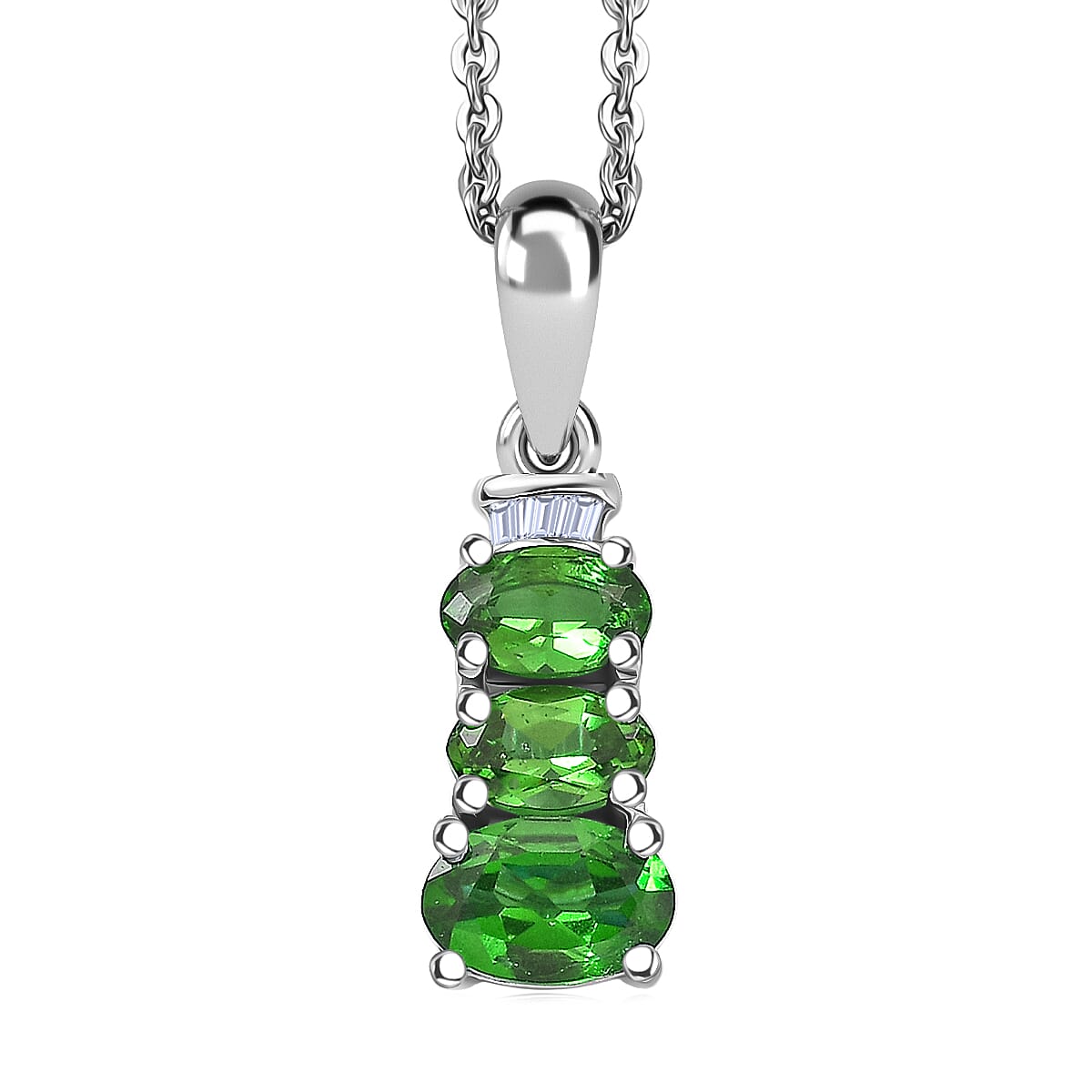 D'Joy Tanzanite and Diamond 0.90 ctw Pendant Necklace in Rhodium Over Sterling Silver 20 Inches