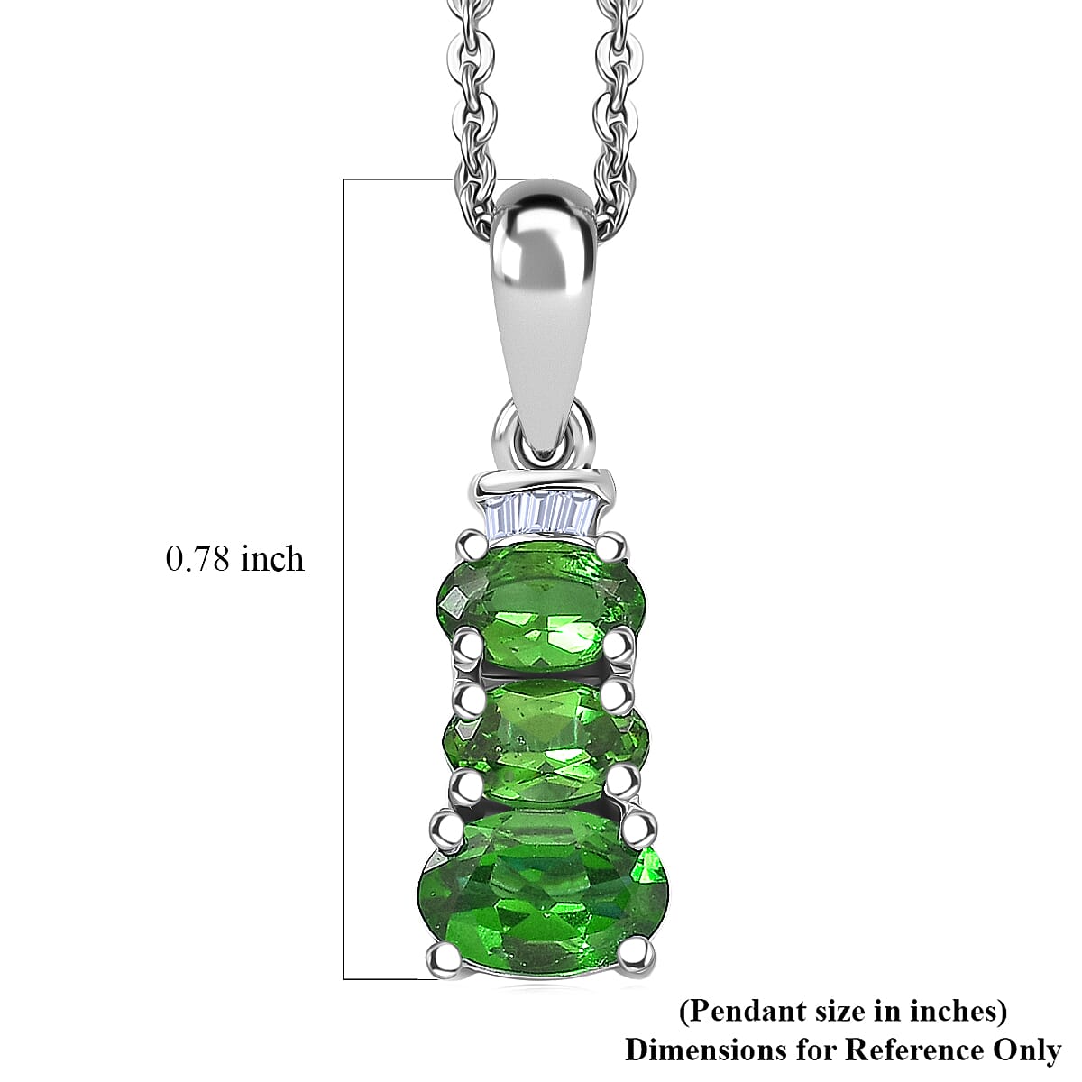 D'Joy Chrome Diopside, Diamond Oval Harmony Pendant Necklace in Rhodium Over Sterling Silver 1.00 ctw (20 Inches)