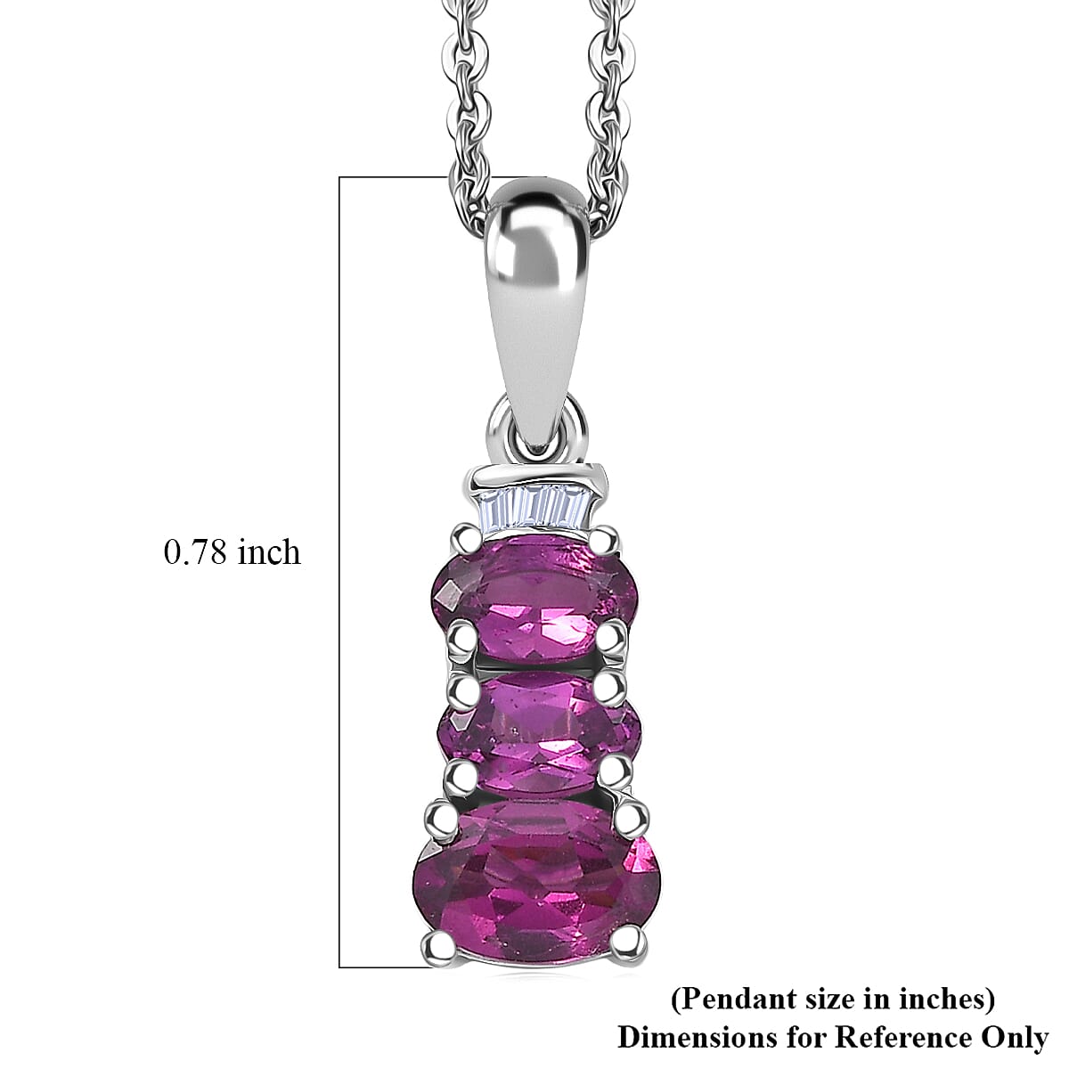 D'Joy Radiant Ember Garnet, Diamond Oval Harmony Pendant Necklace in Rhodium Over Sterling Silver 1.20 ctw (20 Inches) image number 5