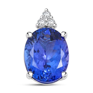 Certified & Appraised Luxoro AAA Tanzanite and I2 Diamond 3.30 ctw Pendant Necklace 18 Inches in 14K White Gold 
