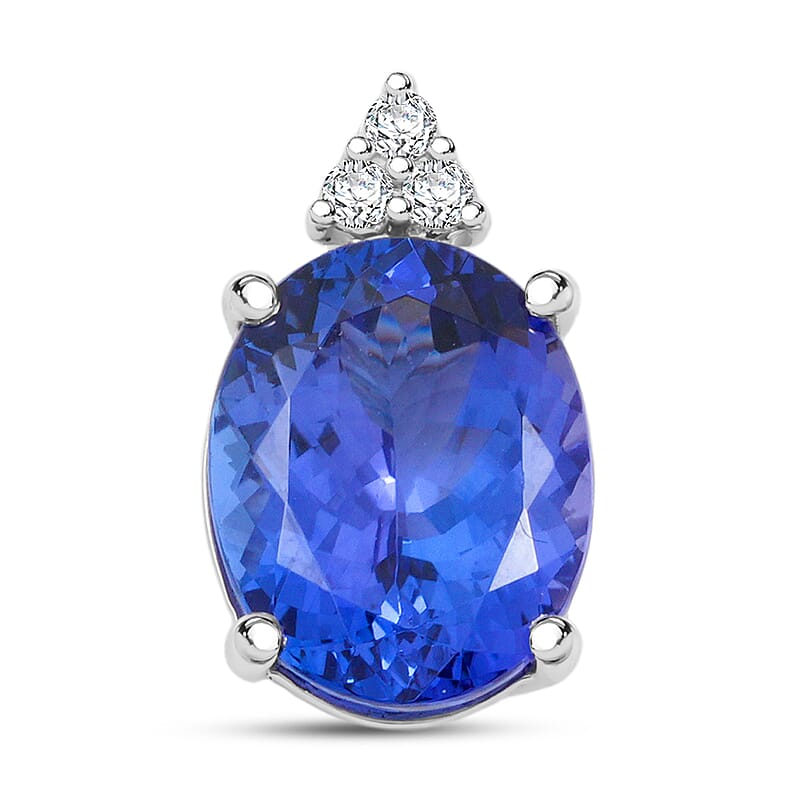 Certified & Appraised Luxoro AAA Tanzanite and I2 Diamond 3.30 ctw Pendant Necklace 18 Inches in 14K White Gold